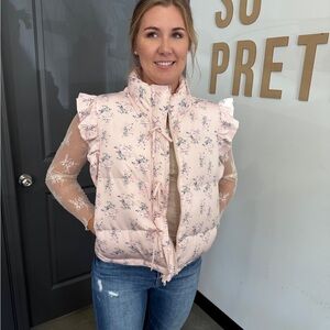 Floral Pink Ruffle Vest